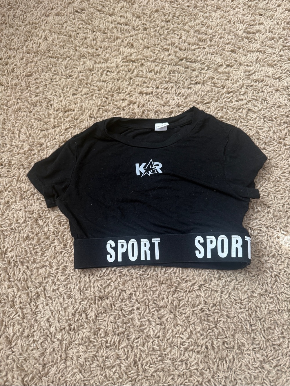 KAR dance comp (SHEIN brand)  Black Crop Dance Top with SPORT Waistband